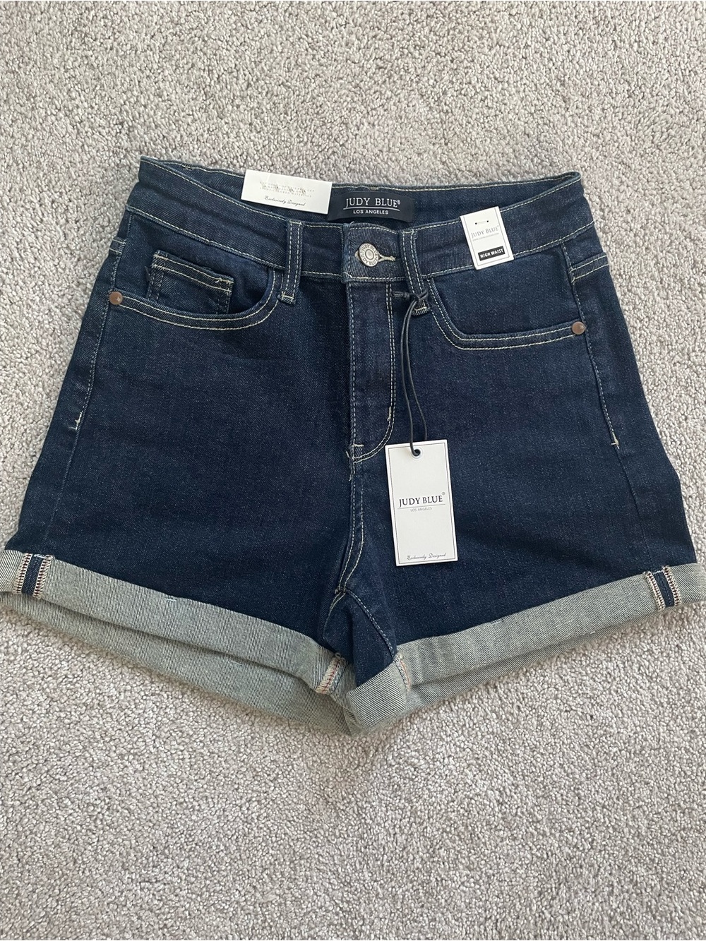 Judy Blue Dark Blue Cuffed High-Rise Denim Shorts